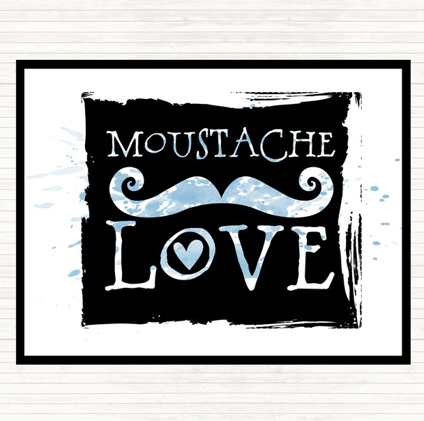 Blue White Word Art Mustache Inspirational Quote Placemat