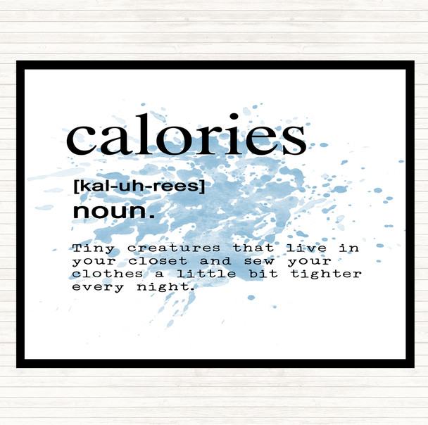 Blue White Word Definition Calories Inspirational Quote Placemat