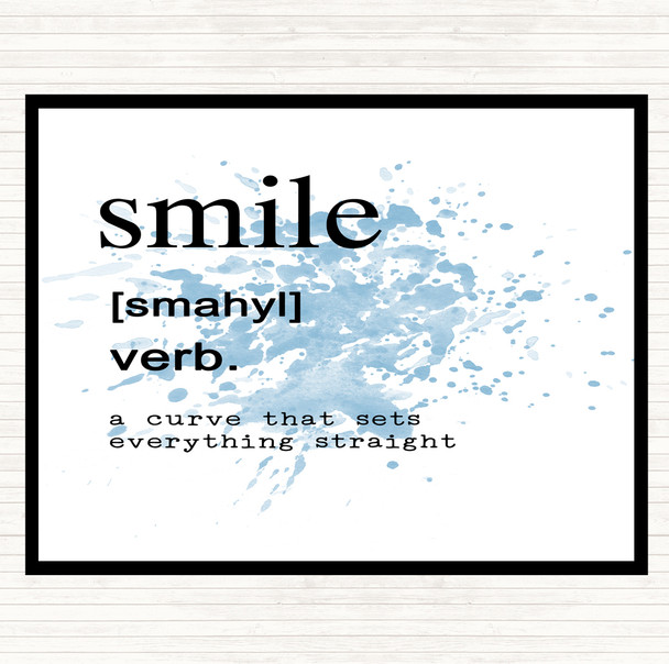 Blue White Word Definition Smile Inspirational Quote Placemat