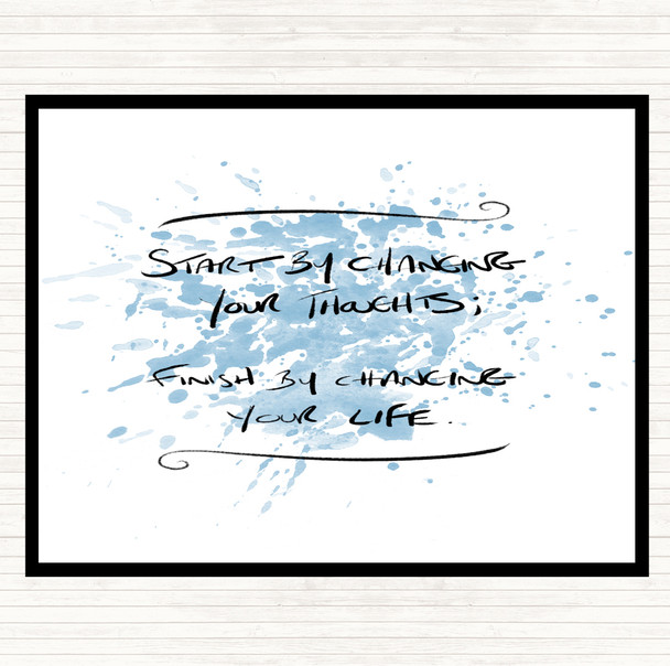 Blue White Change Thoughts Inspirational Quote Placemat