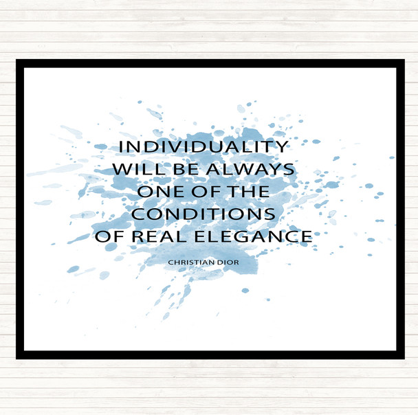 Blue White Christian Dior Individuality Inspirational Quote Placemat