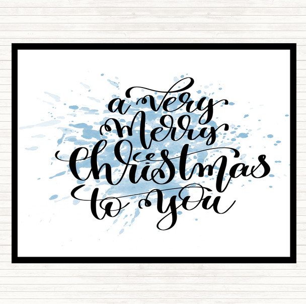 Blue White Christmas A Very Merry Xmas Inspirational Quote Placemat