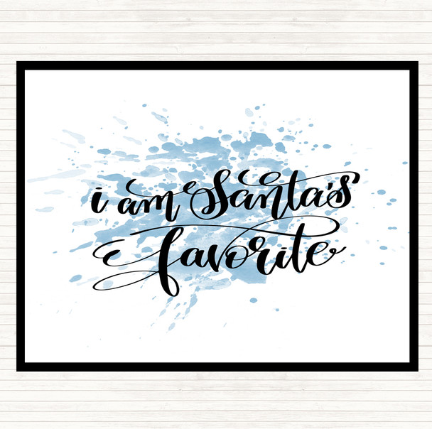 Blue White Christmas Santa's Favourite Inspirational Quote Placemat