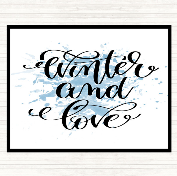 Blue White Christmas Winter & Love Inspirational Quote Placemat