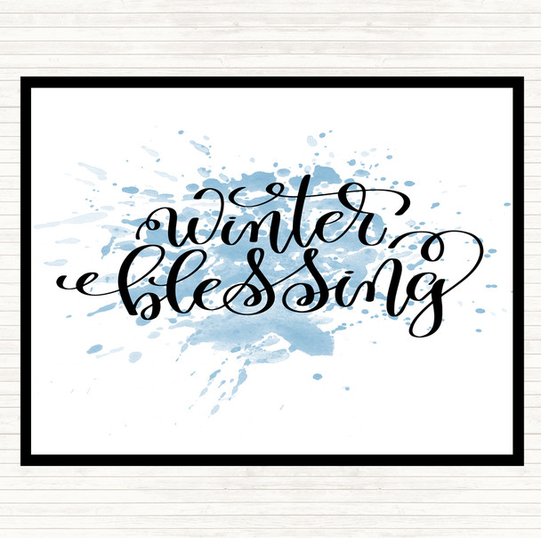 Blue White Christmas Winter Blessing Inspirational Quote Placemat