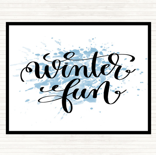 Blue White Christmas Winter Fun Inspirational Quote Placemat