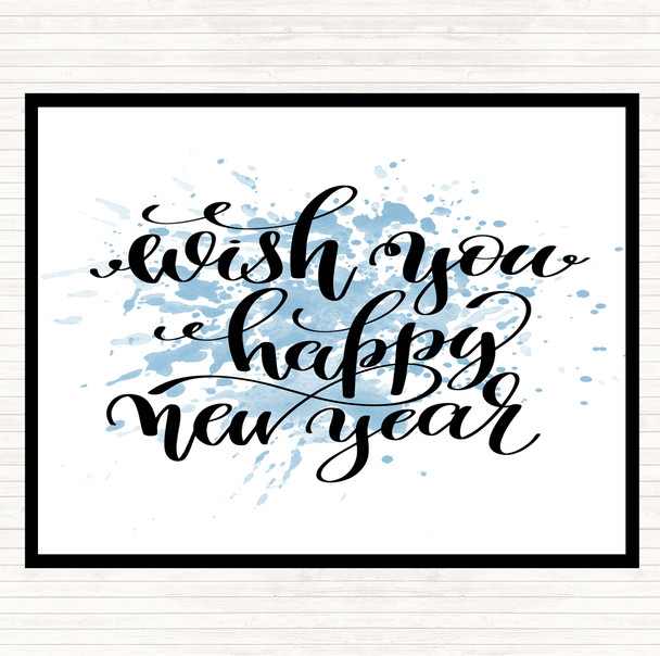 Blue White Christmas Wish Happy New Year Inspirational Quote Placemat