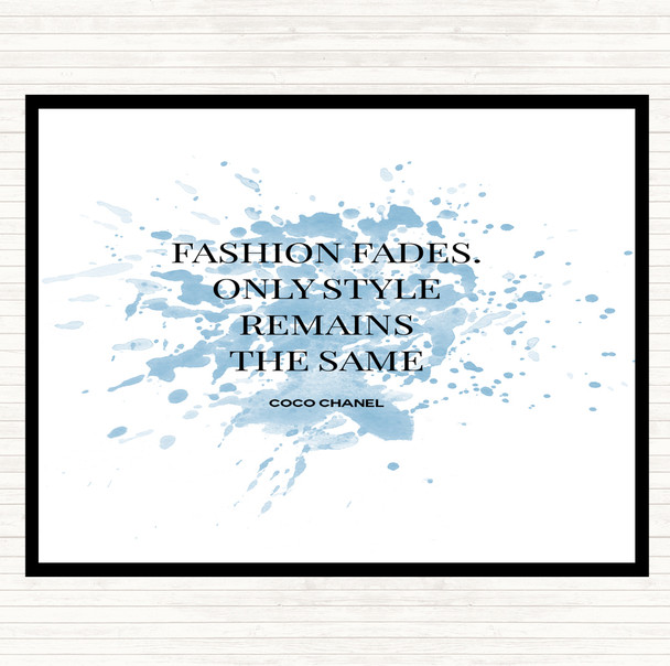 Blue White Coco Chanel Fashion Fades Inspirational Quote Placemat