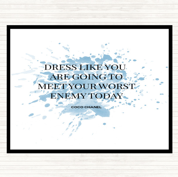 Blue White Coco Chanel Worst Enemy Inspirational Quote Placemat