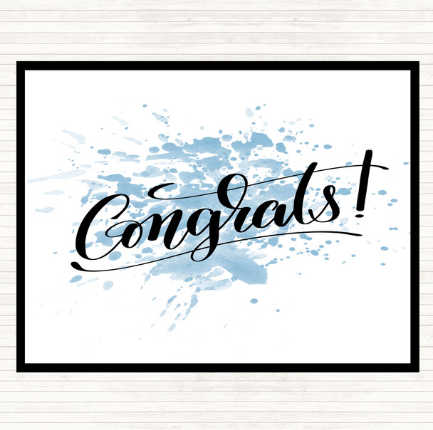 Blue White Congrats Inspirational Quote Placemat