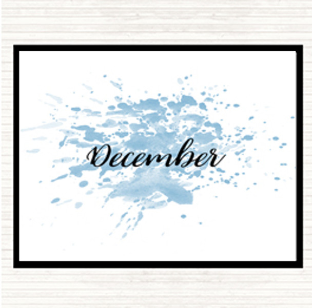 Blue White December Inspirational Quote Placemat