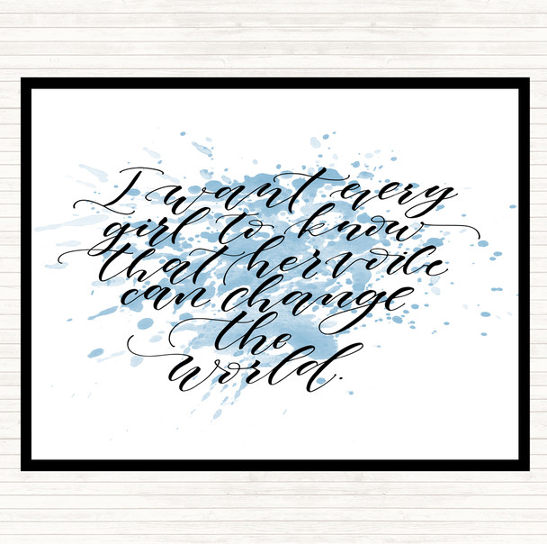 Blue White Every Girl Inspirational Quote Placemat