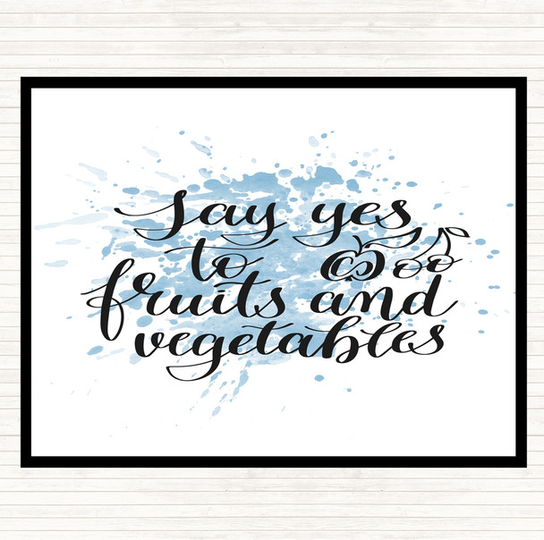 Blue White Fruits And Vegetables Inspirational Quote Placemat