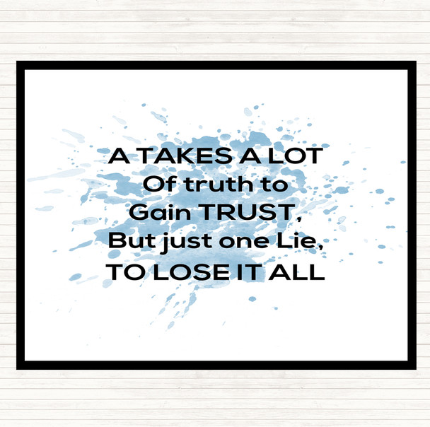 Blue White Gain Trust Inspirational Quote Placemat