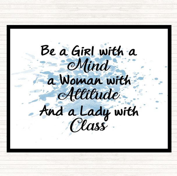 Blue White Girl With A Mind Inspirational Quote Placemat