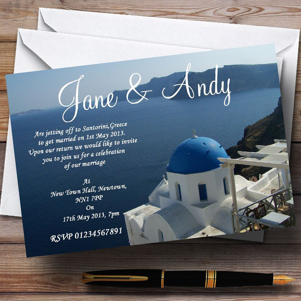 Greece Santorini Sea Jetting Off Abroad Customised Wedding Invitations