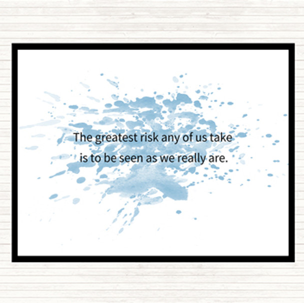 Blue White Greatest Risk Inspirational Quote Placemat