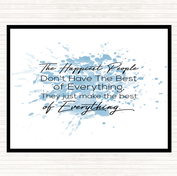 Blue White Happiest People Inspirational Quote Placemat