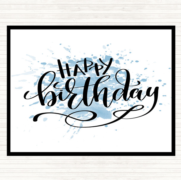 Blue White Happy Birthday Quote Placemat