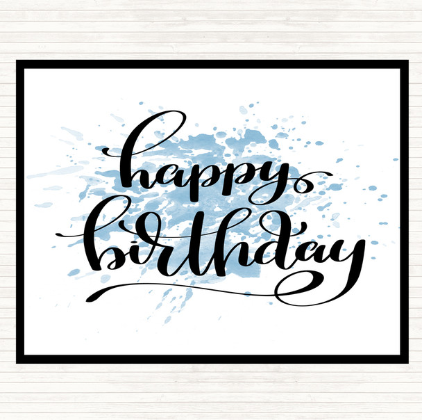Blue White Happy Birthday Swirl Inspirational Quote Placemat