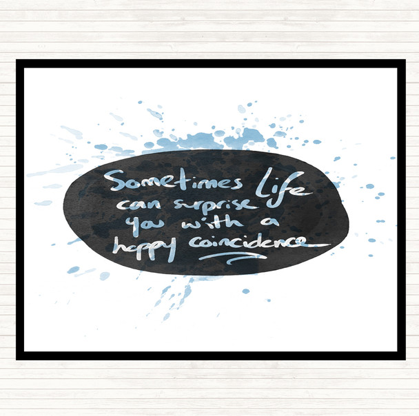 Blue White Happy Coincidence Inspirational Quote Placemat