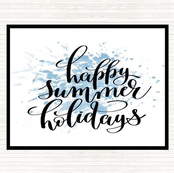 Blue White Happy Summer Holidays Inspirational Quote Placemat