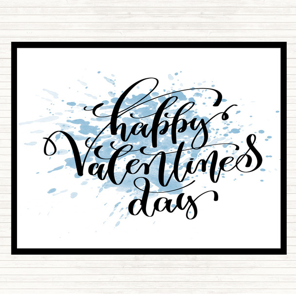 Blue White Happy Valentines Inspirational Quote Placemat