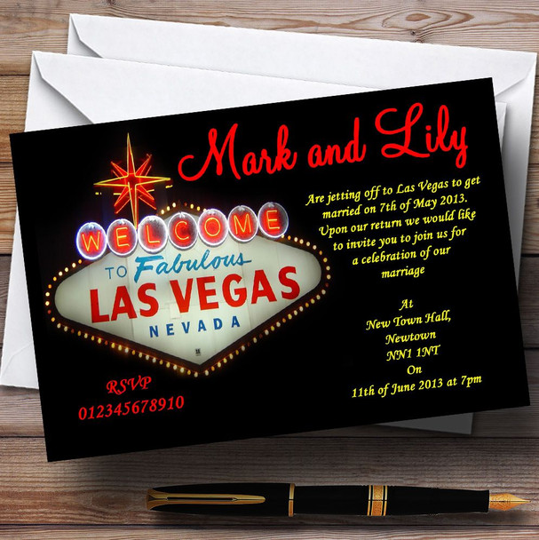 Las Vegas Sign Fabulous Customised Wedding Invitations