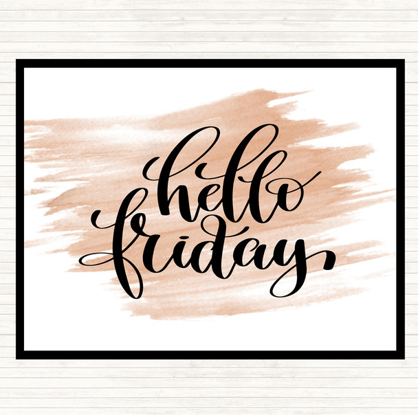 Watercolour Hello Friday Swirl Quote Placemat