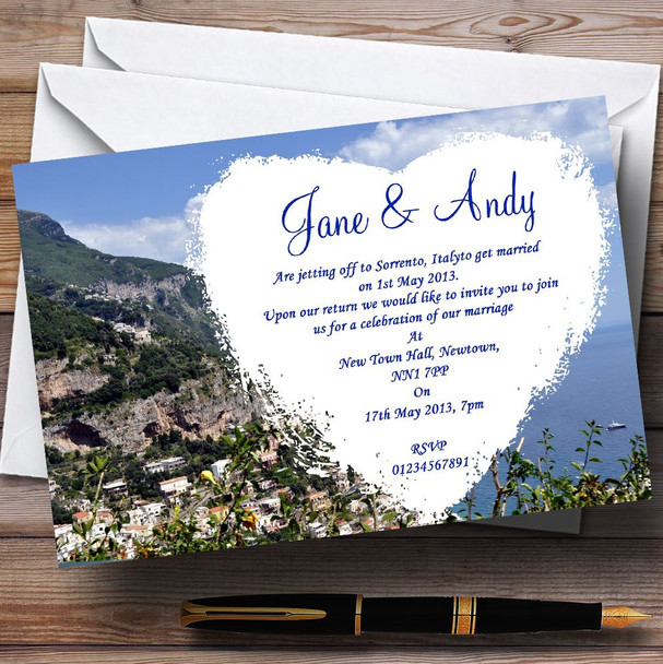 Italy Sorrento Jetting Off Abroad Customised Wedding Invitations