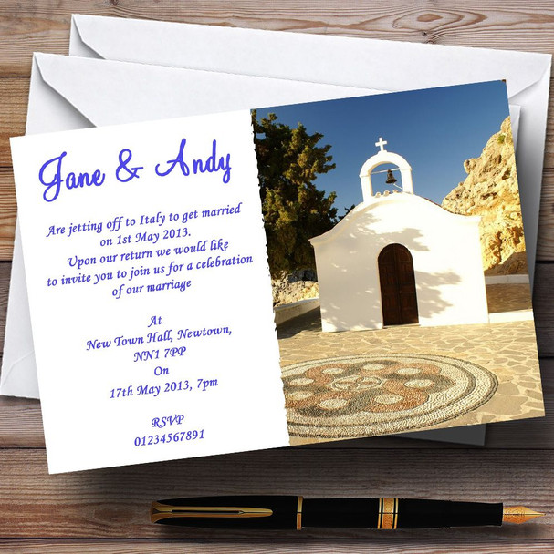 St Pauls Lindos Rhodes Jetting Off / Abroad Customised Wedding Invitations