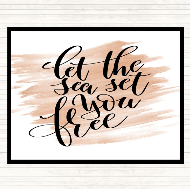 Watercolour Let The Sea Set You Free Quote Placemat