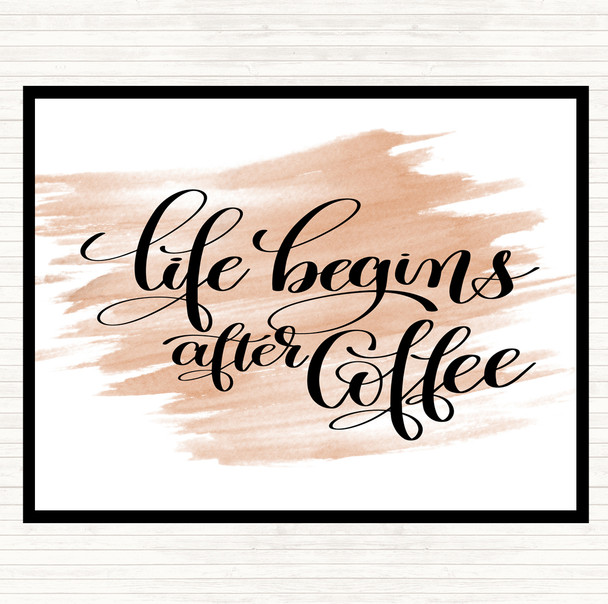 Watercolour Life After Coffee Quote Placemat