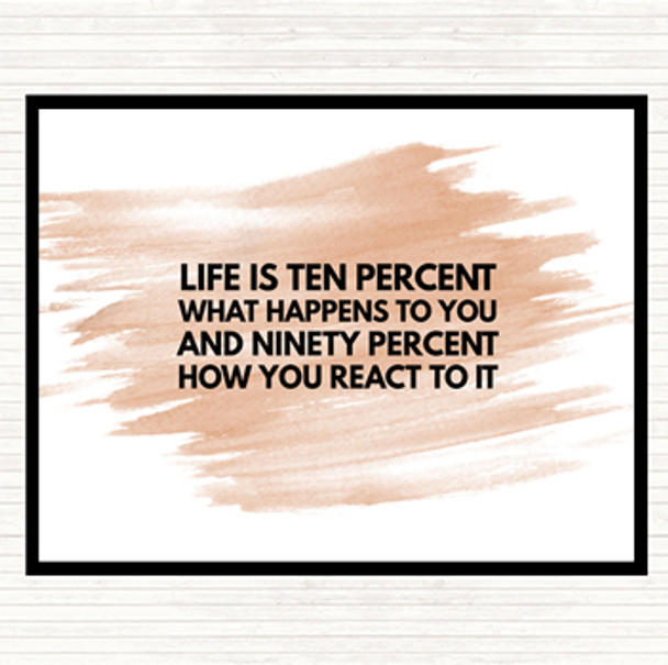 Watercolour Life Is Ten Percent What Happens And Ninety Percent How You React Quote Placemat