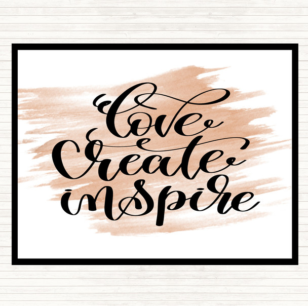 Watercolour Love Create Inspire Quote Placemat