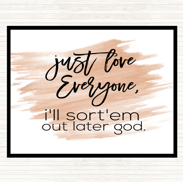 Watercolour Love Everyone Quote Placemat
