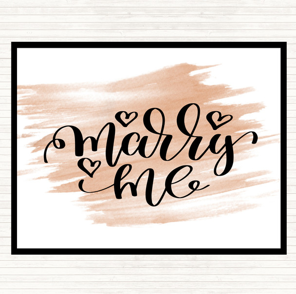 Watercolour Marry Me Quote Placemat