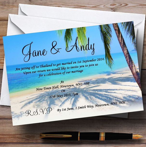 Tropical Beach Palm Tree Customised Wedding Invitations