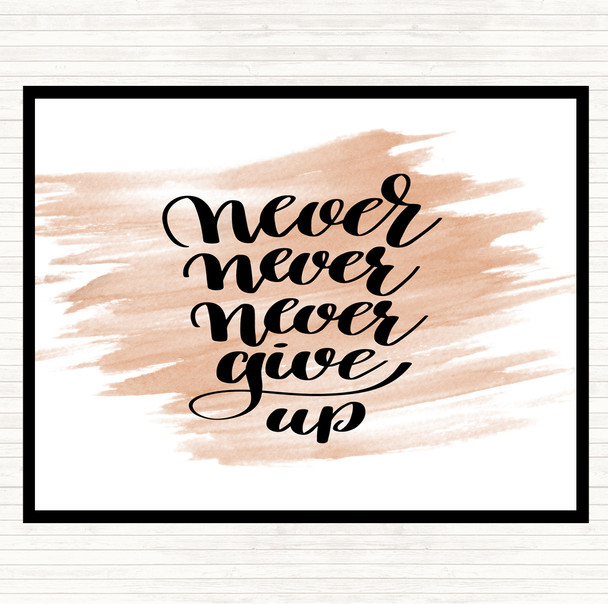 Watercolour Never Give Up Swirl Quote Placemat