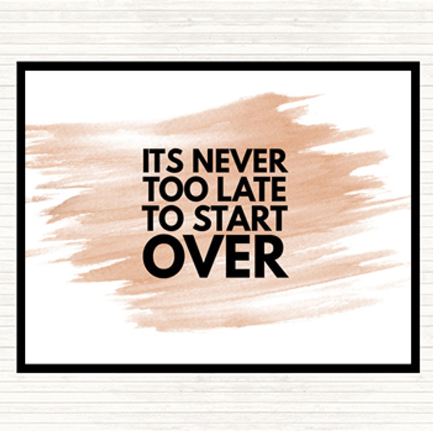 Watercolour Never Too Late To Start Over Quote Placemat