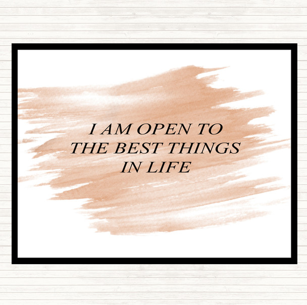 Watercolour Open To The Best Quote Placemat