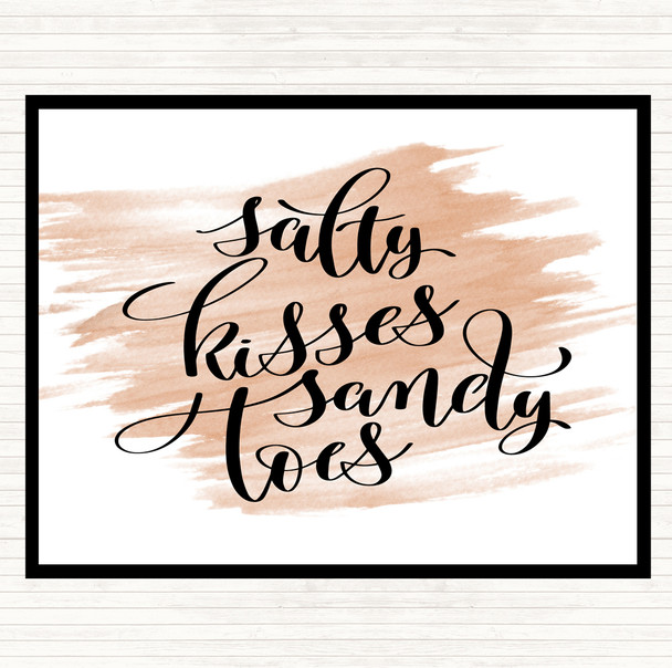 Watercolour Salty Kisses Sandy Toes Quote Placemat