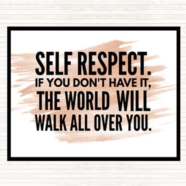 Watercolour Self Respect Quote Placemat