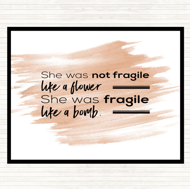 Watercolour She Was Not Fragile Quote Placemat