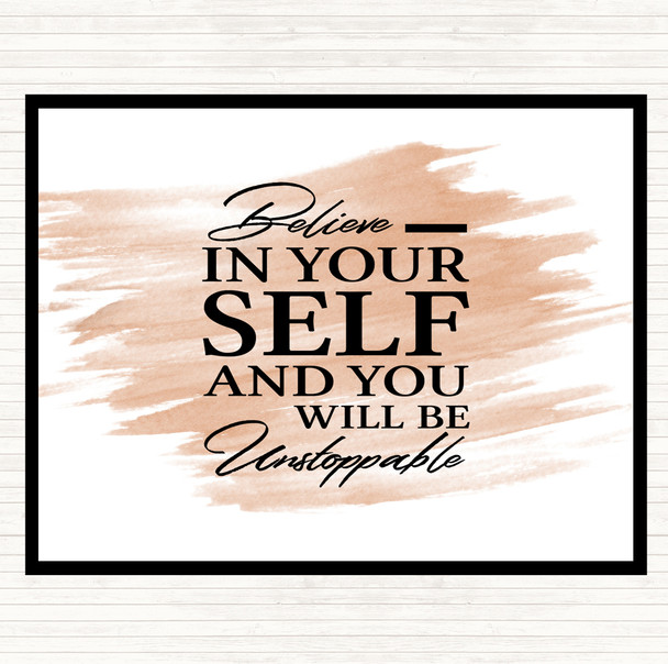 Watercolour Believe In Yourself Quote Placemat