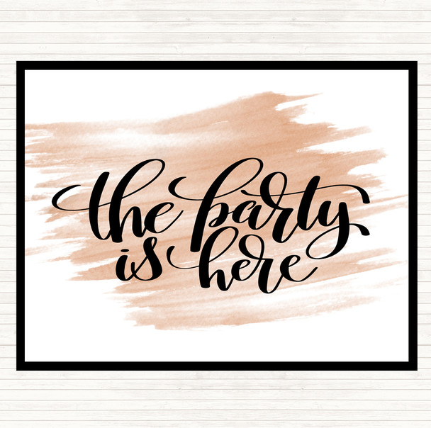 Watercolour The Party Is Here Quote Placemat