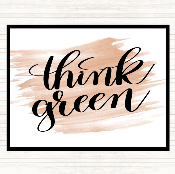 Watercolour Think Green Quote Placemat