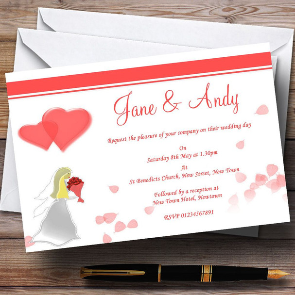 Pink White Customised Wedding Invitations