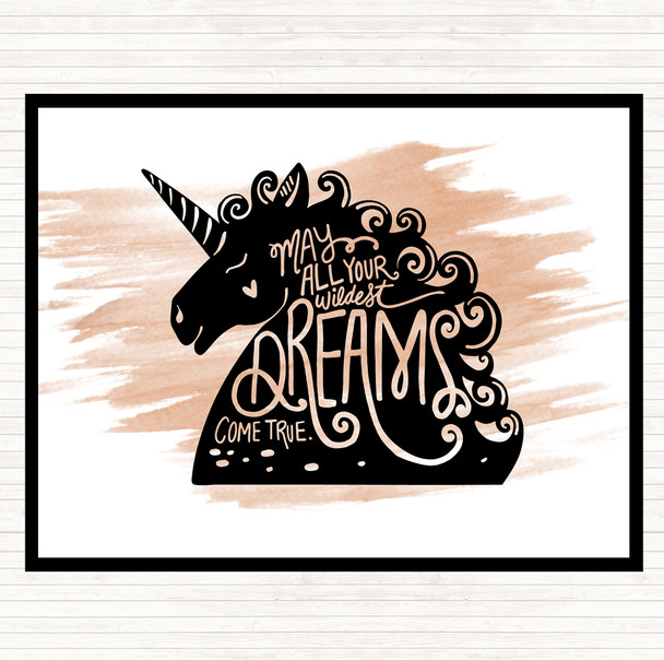 Watercolour Wildest Dreams Unicorns Quote Placemat