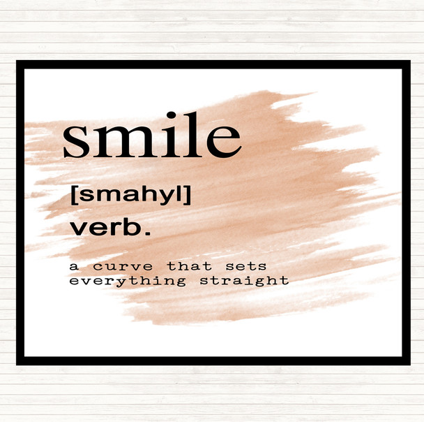 Watercolour Word Definition Smile Quote Placemat
